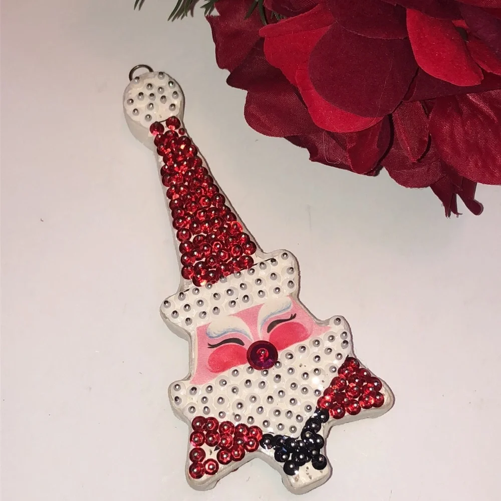 Mcm Santa Christmas Ornament Vintage MCM Handmade Pin Ornament Santa 🎄